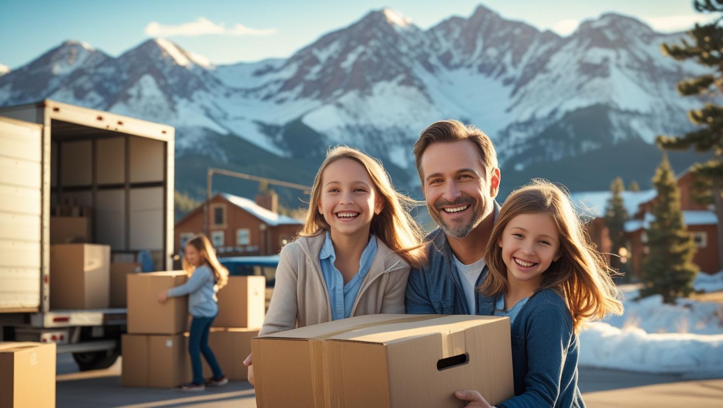 Family unpacking boxes in their new Denver home during early spring, enjoying a stress-free March move.
